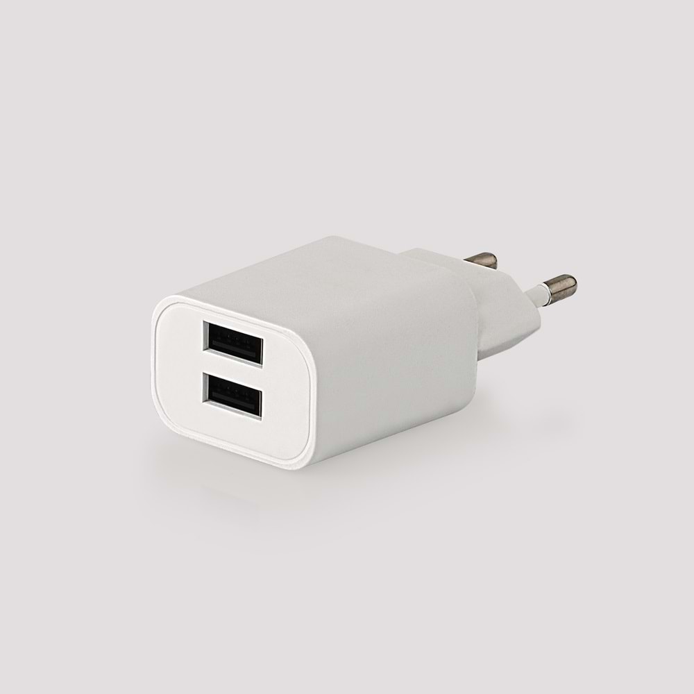 COMPAXE CTA-521DUTB24 10W 5V 2.1A ÇİFT USB + USB TO TYPE C 2.4A KABLOLU SET BEYAZ