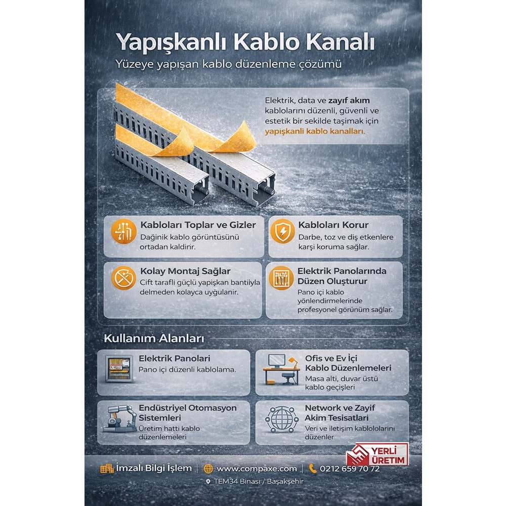 THOR 25 x 25 mm Pano Tipi Kanal PANO TİPİ KABLO KANALLLARI KUTULU BANTLI