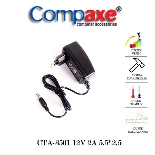 COMPAXE CTA-3501 24W 12V 2A 5.5*2.5 TABLET PC ADAPTÖR