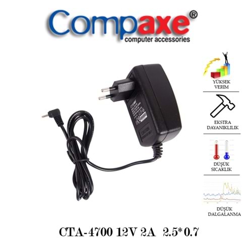 COMPAXE CTA-4700 24W 12V 2A 2.5*0.7 TABLET PC ADAPTÖR