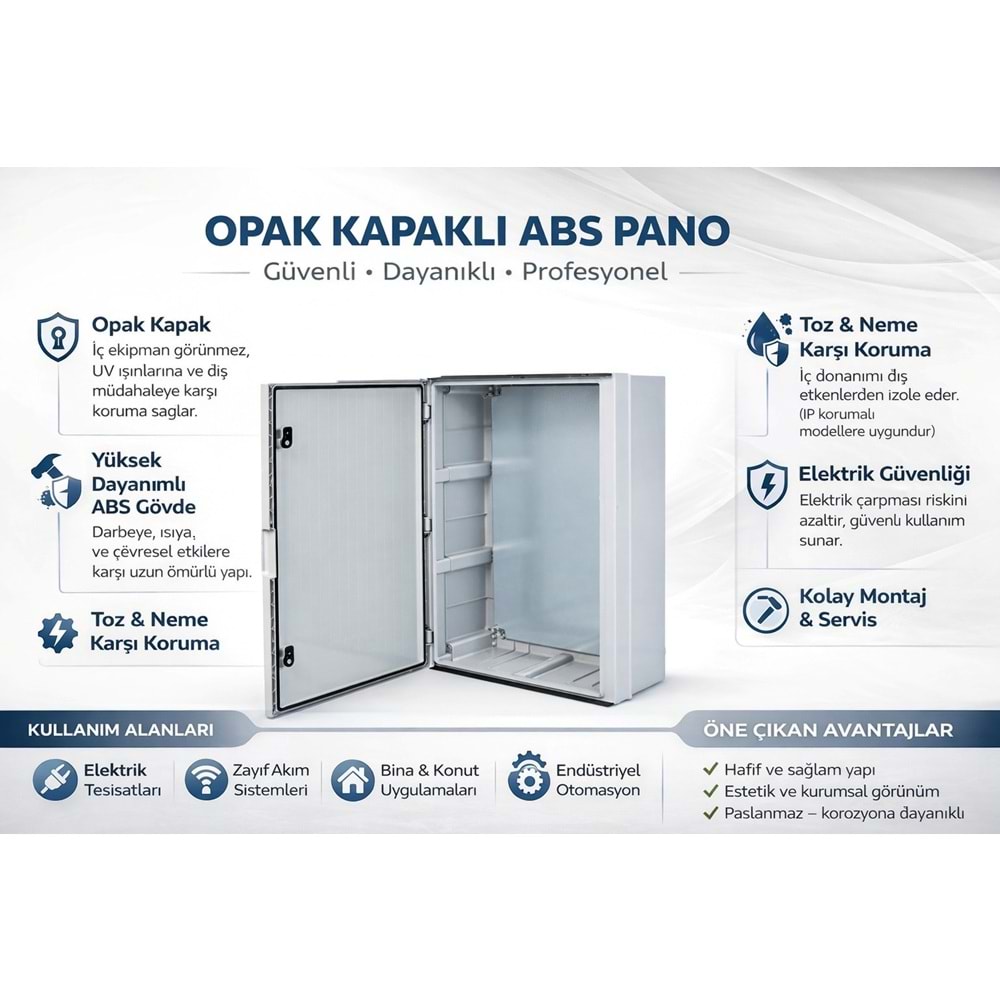 THOR 200 x 300 x 130 mm OPAK KAPAKLI ABS PANOLAR