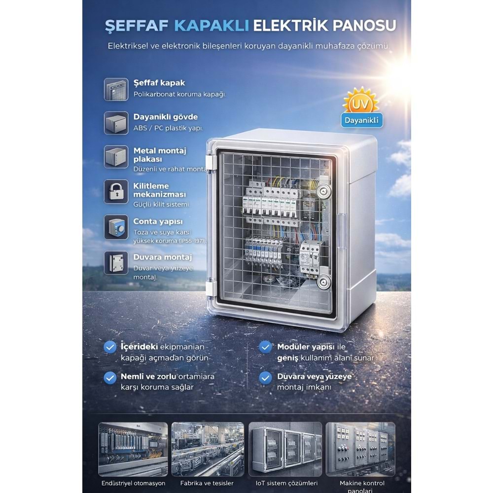 THOR 400 x 500 x 240 mm ŞEFFAF KAPAKLI ABS PANOLAR