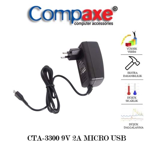 COMPAXE CTA-3300 18W 9V 2A MİCRO USB TABLET PC ADAPTÖR