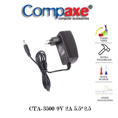 COMPAXE CTA-3500 10W 9V 2A 5.5*2.5 TABLET PC ADAPTÖR